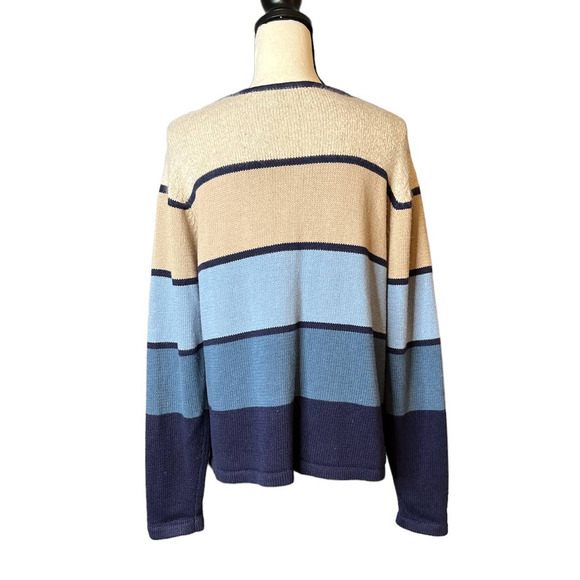 Jenny Buchanan Zip-up Sweater Cardigan in Color Block Tan Brown Blue Size Large - Picture 3 of 5